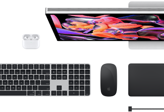 Mac Zubehör: AirPods, Studio Display, Magic Keyboard, Magic Mouse, Magic Trackpad, MagSafe Ladekabel in Space Schwarz