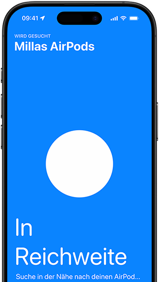 Ein iPhone mit „Wo ist?“ für AirPods